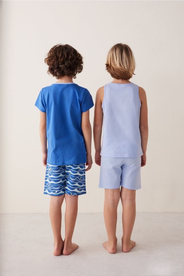 Multicolored Boys Make Waves Pajamas Set of 4