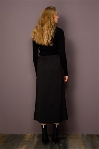 Ghisa Side Stitched Skirt BLACK