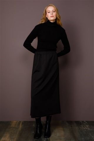 Ghisa Side Stitched Skirt BLACK