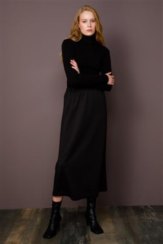 Ghisa Side Stitched Skirt BLACK