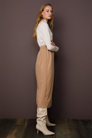 Ghisa Side Stitched Skirt BEIGE