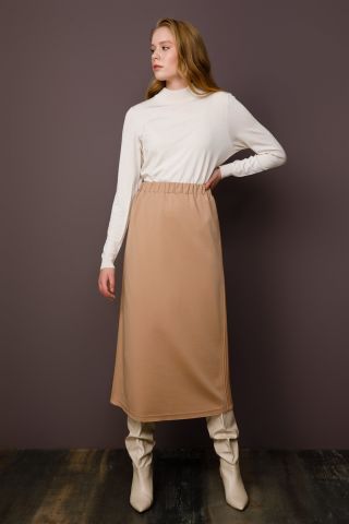 Ghisa Side Stitched Skirt BEIGE