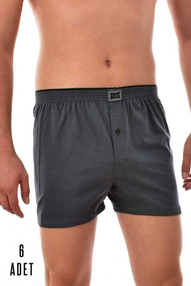 Men's Smoked 6 Pieces Passion Cotton Buttoned Boxer Smoked