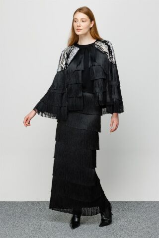 Ghisa Tassel Detailed Jacket BLACK