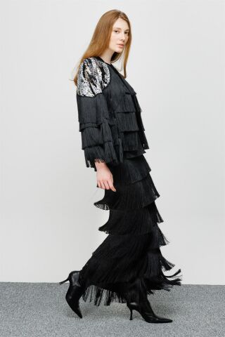 Ghisa Tassel Detailed Jacket BLACK