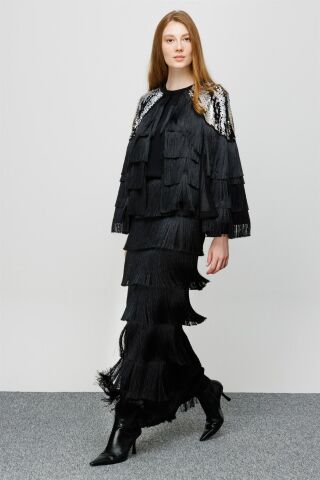 Ghisa Tassel Detailed Jacket BLACK