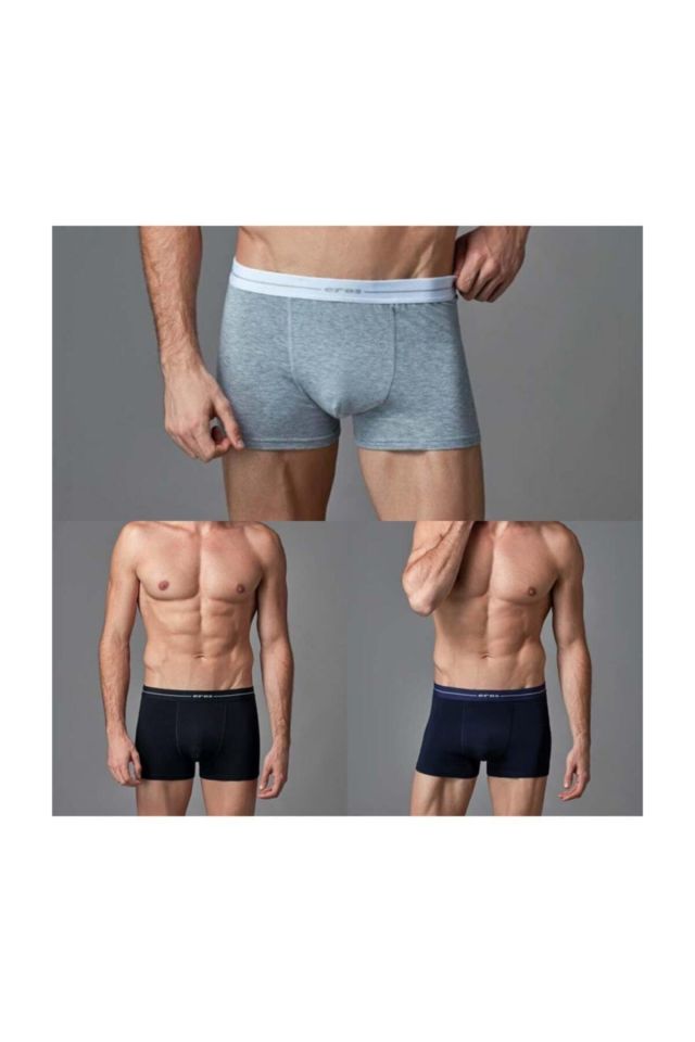 Gri, Siyah Ve Lacivert Erkek Stretch Boxer 3lü Kutu