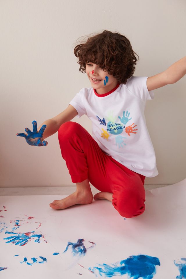Multi Colored Unisex World 2 Pajamas Set