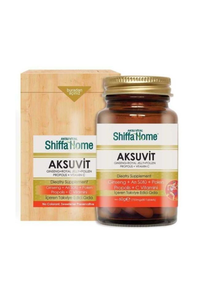 Food Supplement Containing Ginseng, Royal Jelly, Pollen, Propolis, Vitamin C 80 Tablets