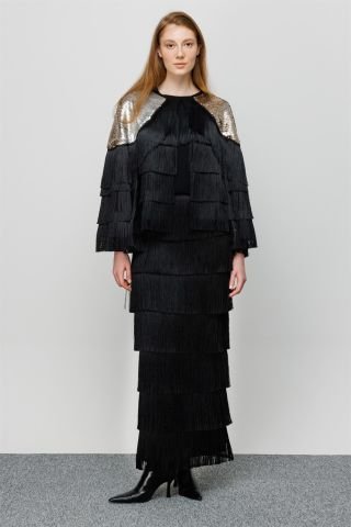 Ghisa Tassel Detailed Jacket BLACK GOLD