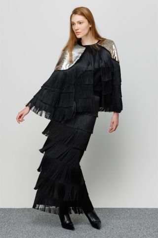 Ghisa Tassel Detailed Jacket BLACK GOLD