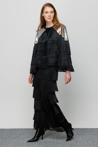 Ghisa Tassel Detailed Jacket BLACK GOLD
