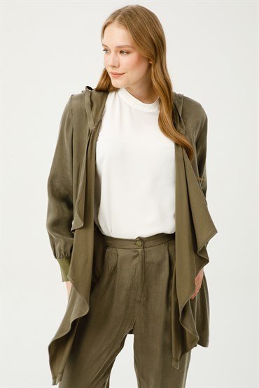 Hooded Loose Cap Pants Set GREEN