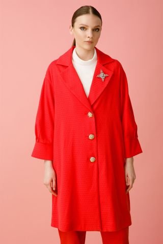 Ghisa Sleeves Pleated Jacket RED