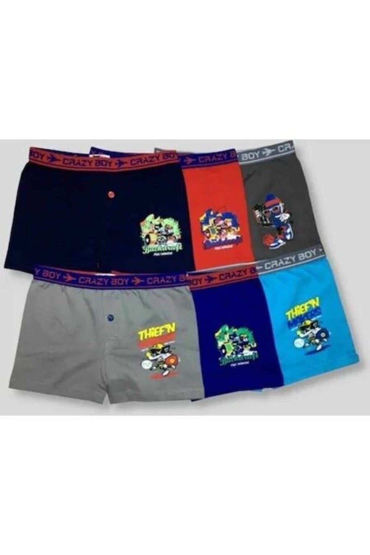 6 Pcs Boys Elastane Cotton Printed Lycra Boxer