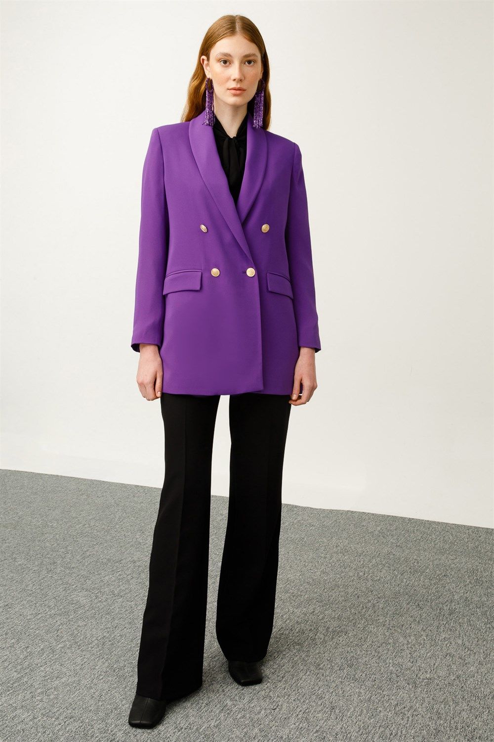 Ghisa Shawl Collar Jacket PURPLE