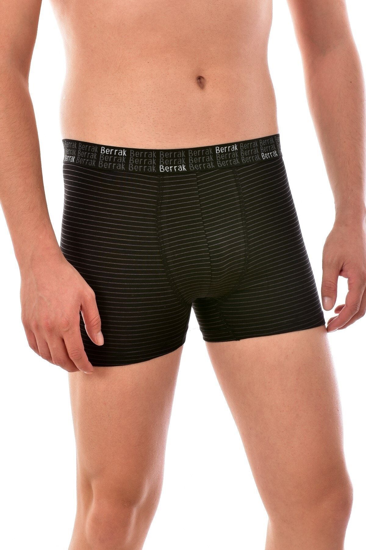 Men's Black Striped Boxer 6 Pieces