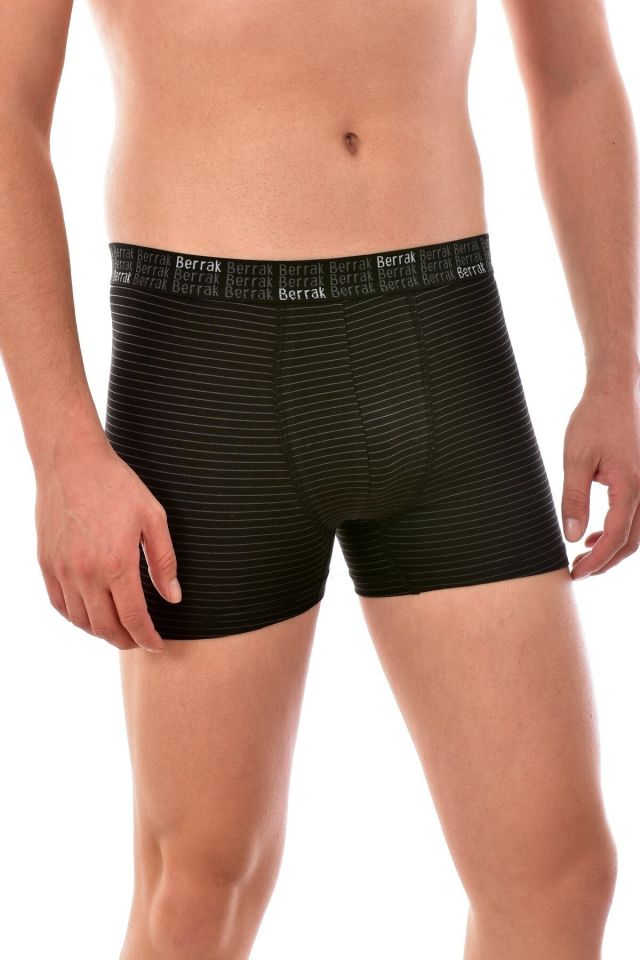 Men's Black Striped Boxer 6 Pieces
