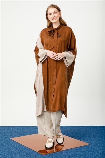 Sleeve Detailed Tunic BROWN