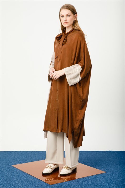 Sleeve Detailed Tunic BROWN
