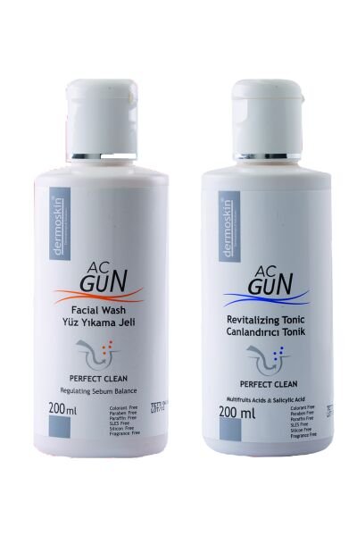 Acgun Face Wash Gel For Acne Skin 200ml+ Acgun Revitalizing Tonic 200ml