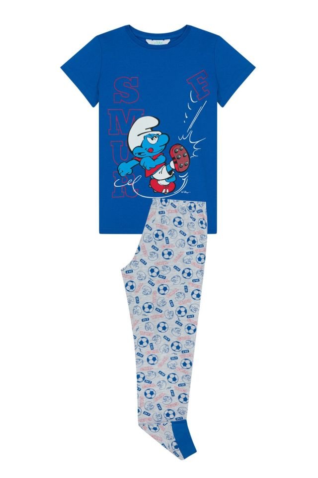 Erkek Çocuk Smurf Kick 2li Pijama Takımı