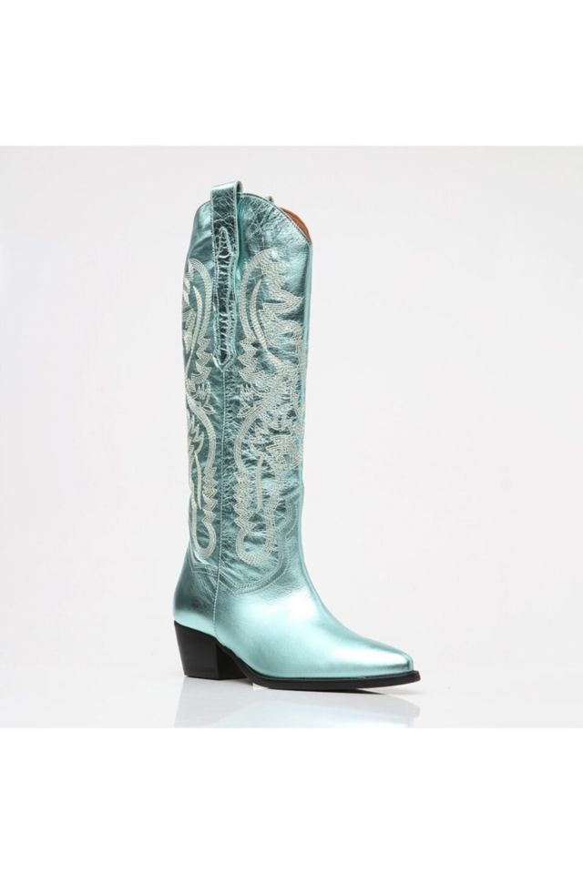 Genuine Leather Women's Boots Mint Green