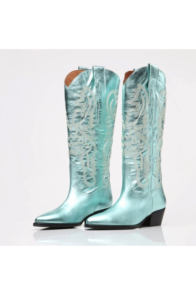 Genuine Leather Women's Boots Mint Green
