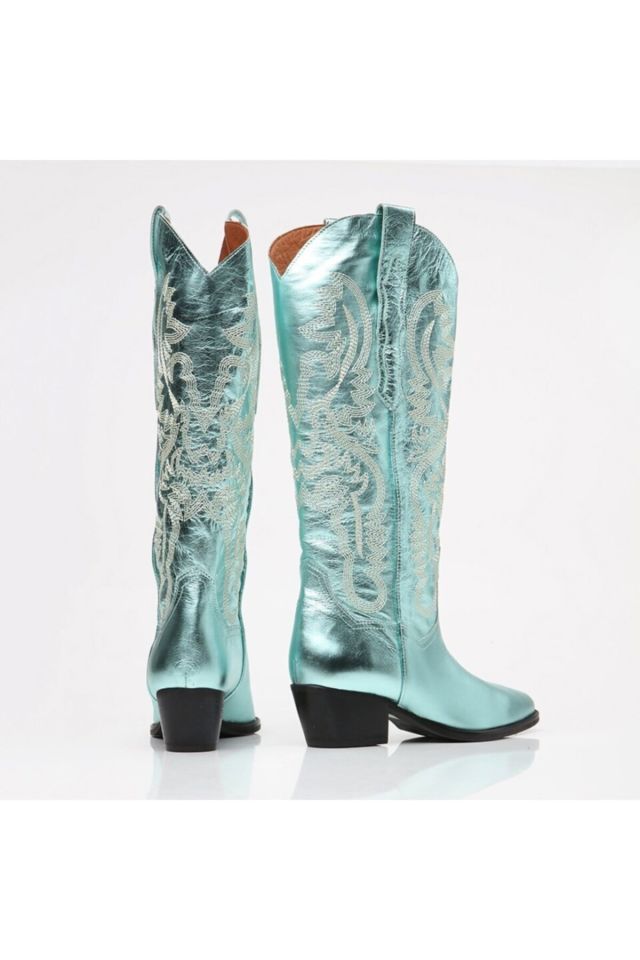 Genuine Leather Women's Boots Mint Green