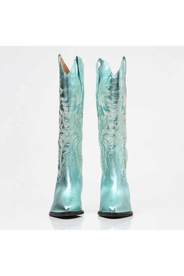 Genuine Leather Women's Boots Mint Green