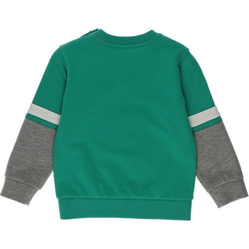 Erkek Bebek Blok Renk Şeritli Baskı Detaylı Sweatshirt