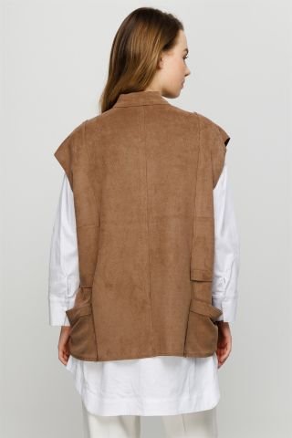 Ghisa Suede Vest Tunic Double Suit Mink