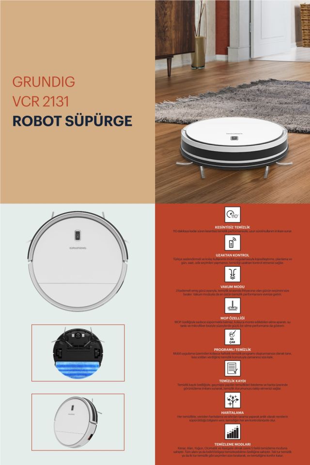 Mop Özellikli Akıllı Robot Süpürge