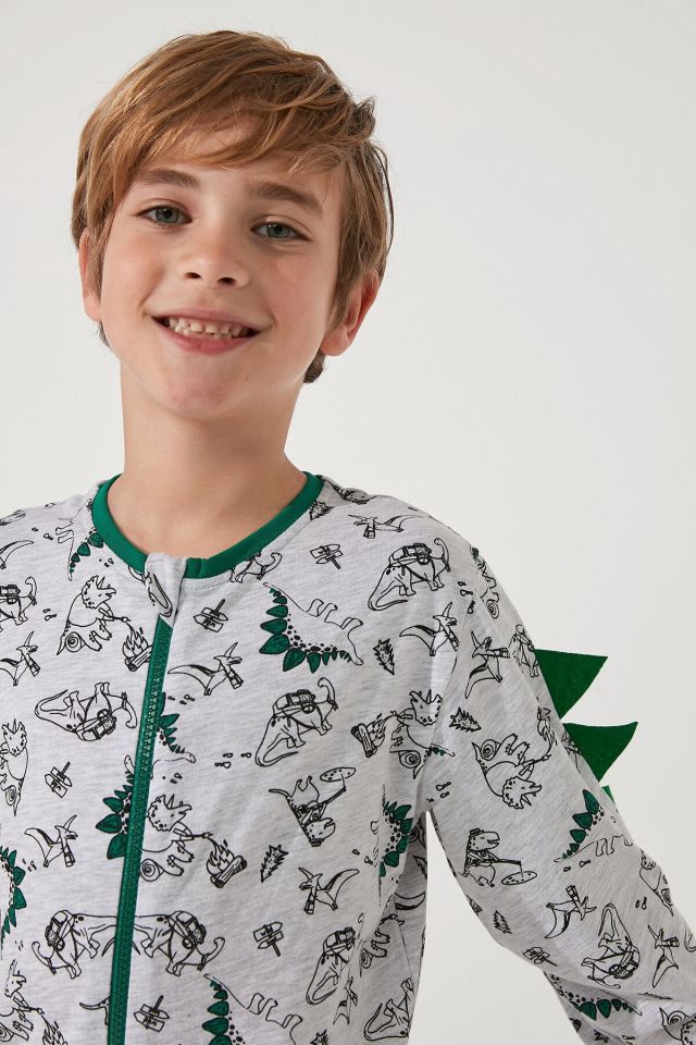 Açık Gri Erkek Çocuk Dino Tulum