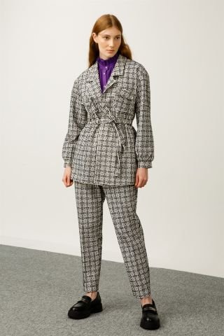Ghisa Jacket Pants Set ECRU BLACK