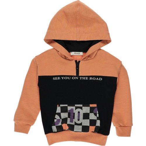 Baby Boy Checker Pattern Kangaroo Pocket Sweatshirt