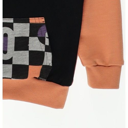 Baby Boy Checker Pattern Kangaroo Pocket Sweatshirt