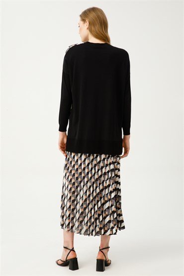 Knitwear Tunic Skirt Set EKRU BLACK