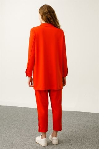 Ghisa Top Pocket Tunic Pants Set ORANGE
