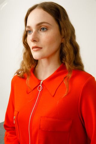Ghisa Top Pocket Tunic Pants Set ORANGE