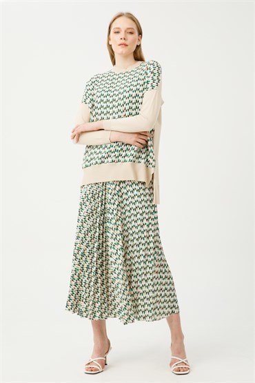 Knitwear Tunic Skirt Set GREEN