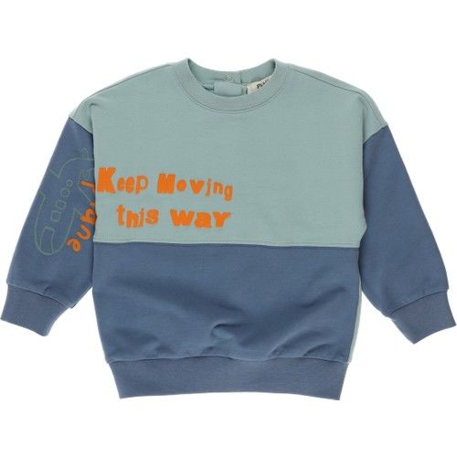 Erkek Bebek Blok Detaylı Yazılı Sweatshirt