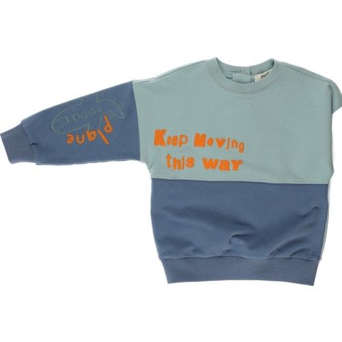 Erkek Bebek Blok Detaylı Yazılı Sweatshirt