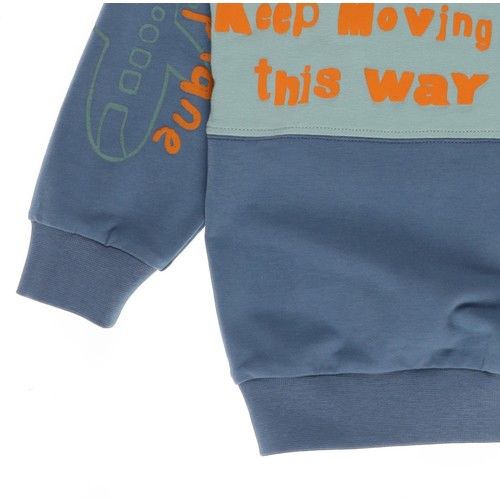 Erkek Bebek Blok Detaylı Yazılı Sweatshirt