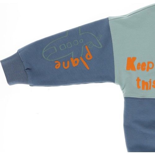 Erkek Bebek Blok Detaylı Yazılı Sweatshirt