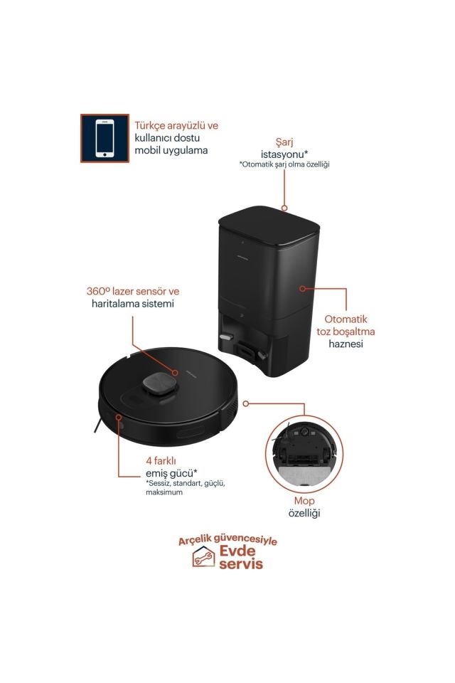 Vcr 7230 Robot Vacuum Cleaner with Automatic Dust Extraction System