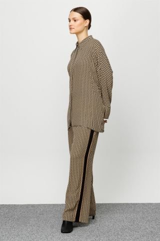 Ghisa Short Tunic Pants Set BLACK-BEIGE