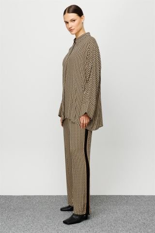 Ghisa Short Tunic Pants Set BLACK-BEIGE
