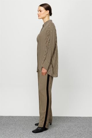 Ghisa Short Tunic Pants Set BLACK-BEIGE