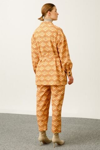 Ghisa Belted Jacket Pants Set ORANGE
